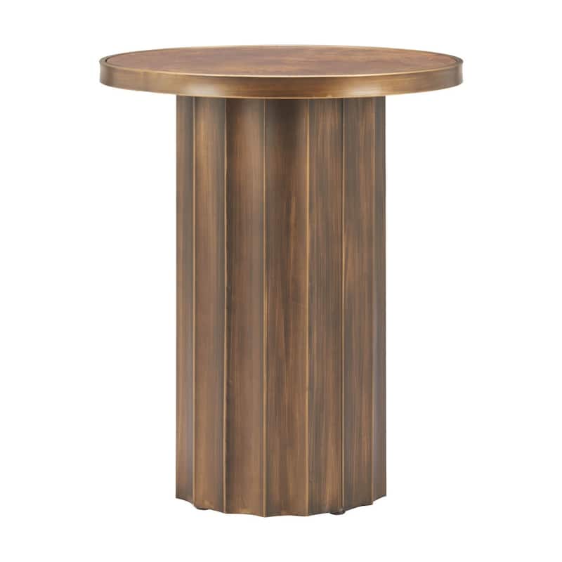 HomeRoots 22" Brown Steel Round Pedestal End Table - 18.00 in. x 22.00 in. x 18.00 in.