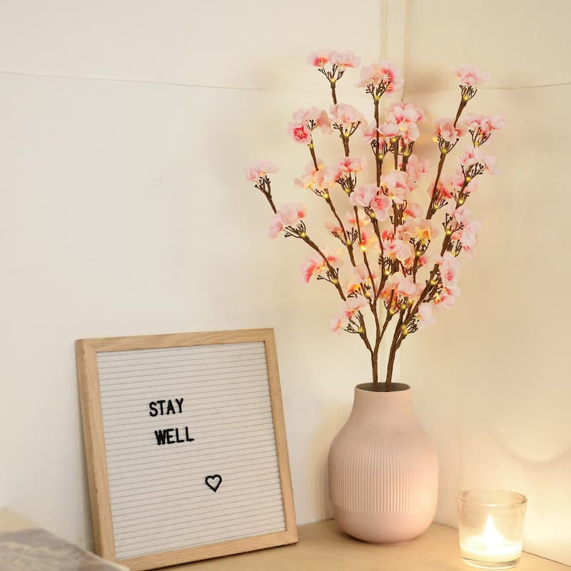 LED Artificial Flower Branch Lights Battery Powered Decor Lights for Home Shop Vase Room Wedding Christmas Party