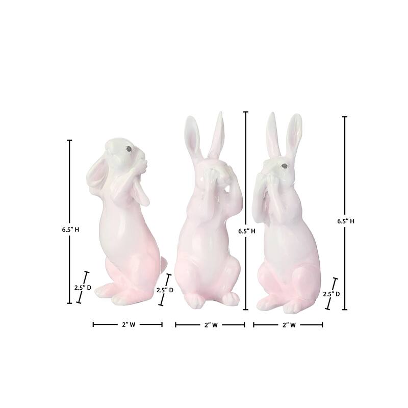 6.5" Resin Hear/See/Speak No Evil Bunny Set of 3
