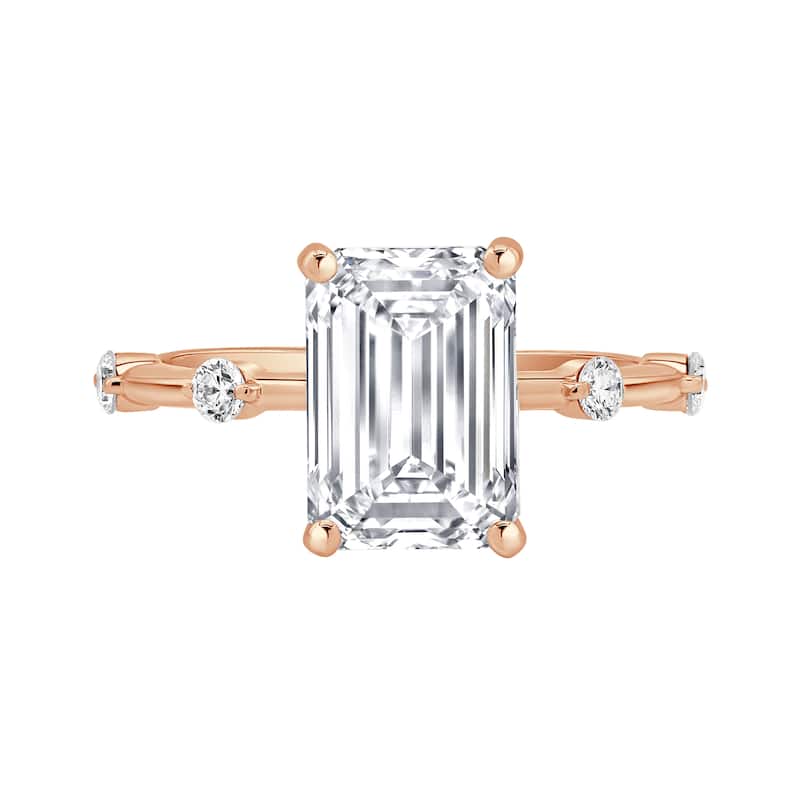 Auriya 14K Gold Tapered Emerald Lab Grown Diamond Engagement Ring 1.12 - 5.28ct. tw. (F-G, VS)