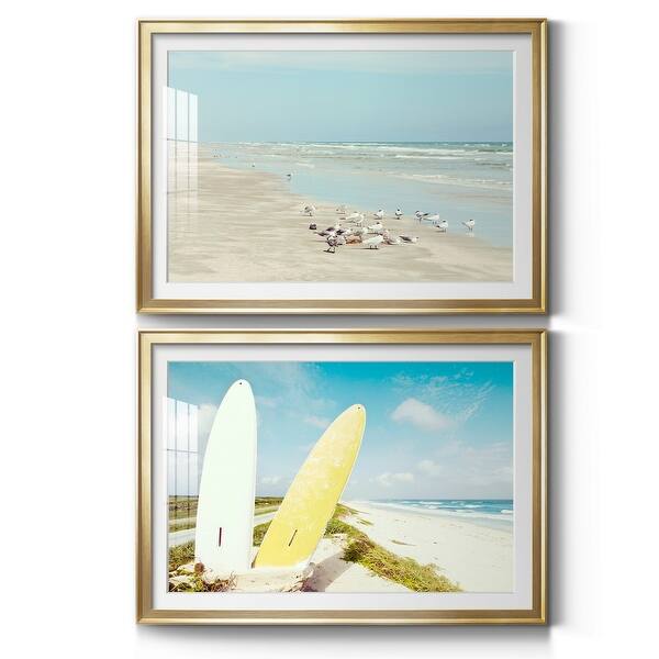 slide 2 of 33, Padre Island Shore Birds Premium Framed Print - Ready to Hang 18.5X24.5 - Gold