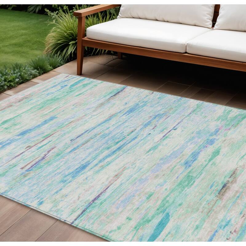 HomeRoots Abstract Transitional Rectangle Outdoor Rug - 9' X 12'