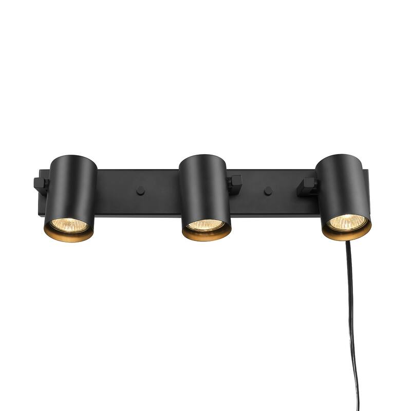 17" 3-Light Matte Black Plug-In Track Lighting with 15 Foot Cord and Pivoting Track Heads - 2.38"