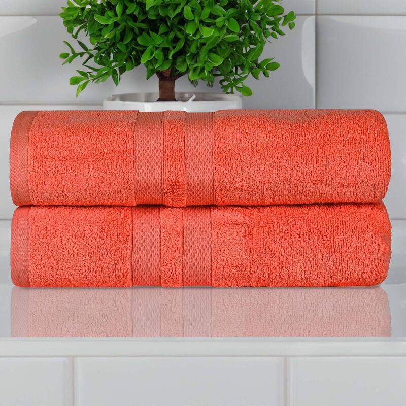 Superior Ultra-Soft Cotton Solid Medium Weight Bath Towel Set of 2