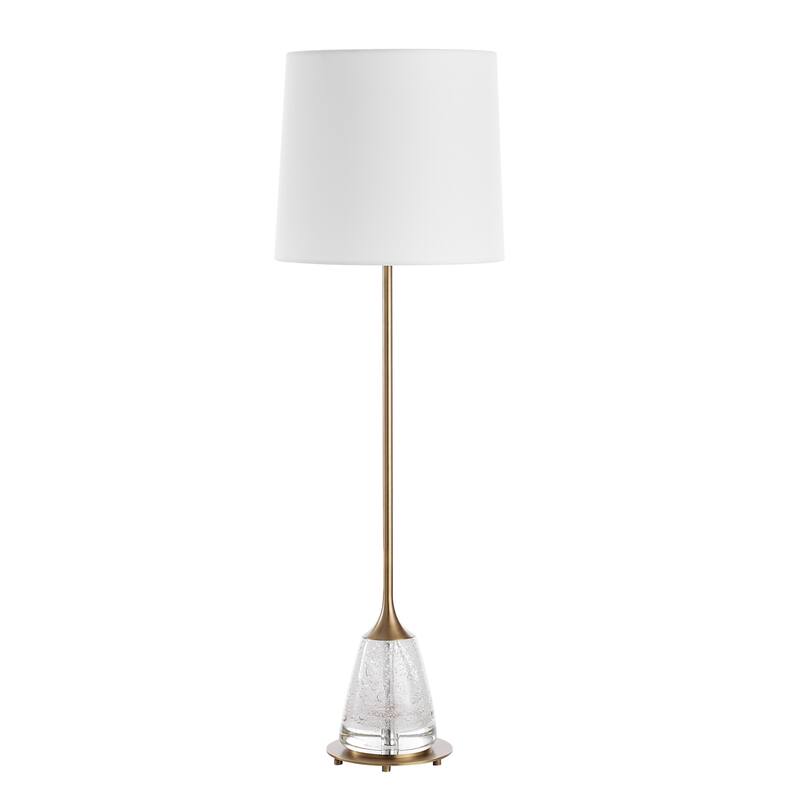 Buffet Lamp with Seeded Glass Base - 34.25" - Brass Finish