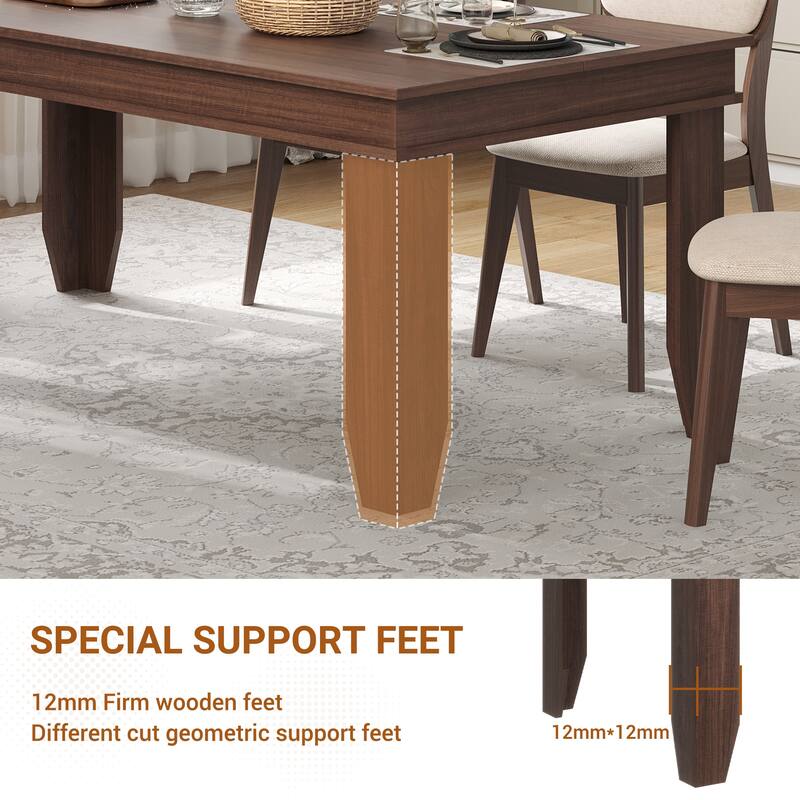 Farmhouse Dining Table for 6-8 People, 71 in Long Kitchen Tables with Wooden Sturdy Frame