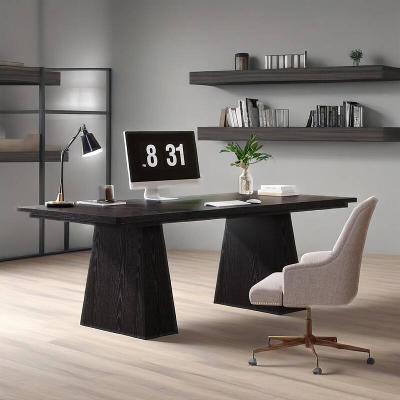 Wood Executive Desk Modern Double Pedestal Large Office