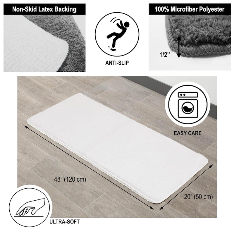 Microfiber Polyester Double Sink Bath Mat Runner - 48"L x 20"W