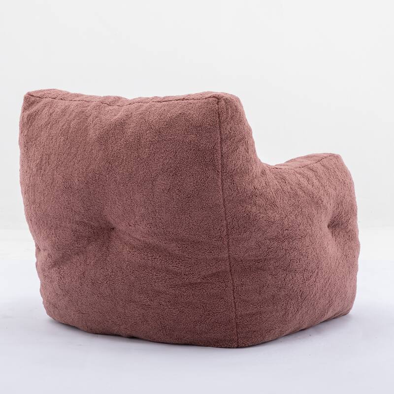 Soft Tufted Foam Bean Bag Chair With Teddy Fabric