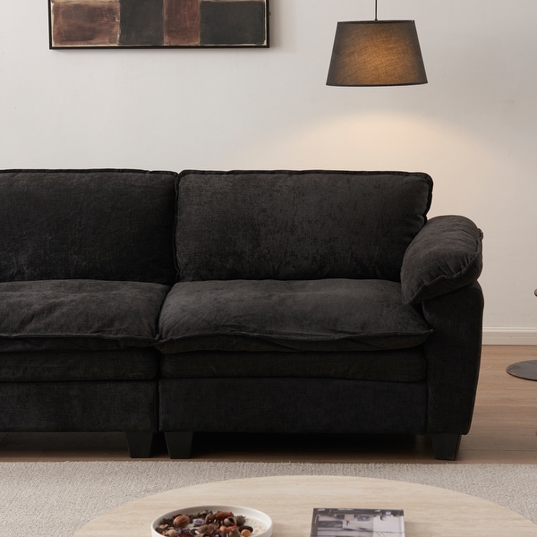 Living Room Furniture Sofa Luxury Couch with Ottoman Soft Chenille
