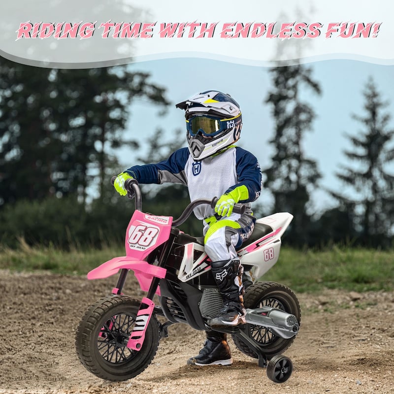 12V Electric Dirt Bike, Kids Electric Motorcycle - Pink