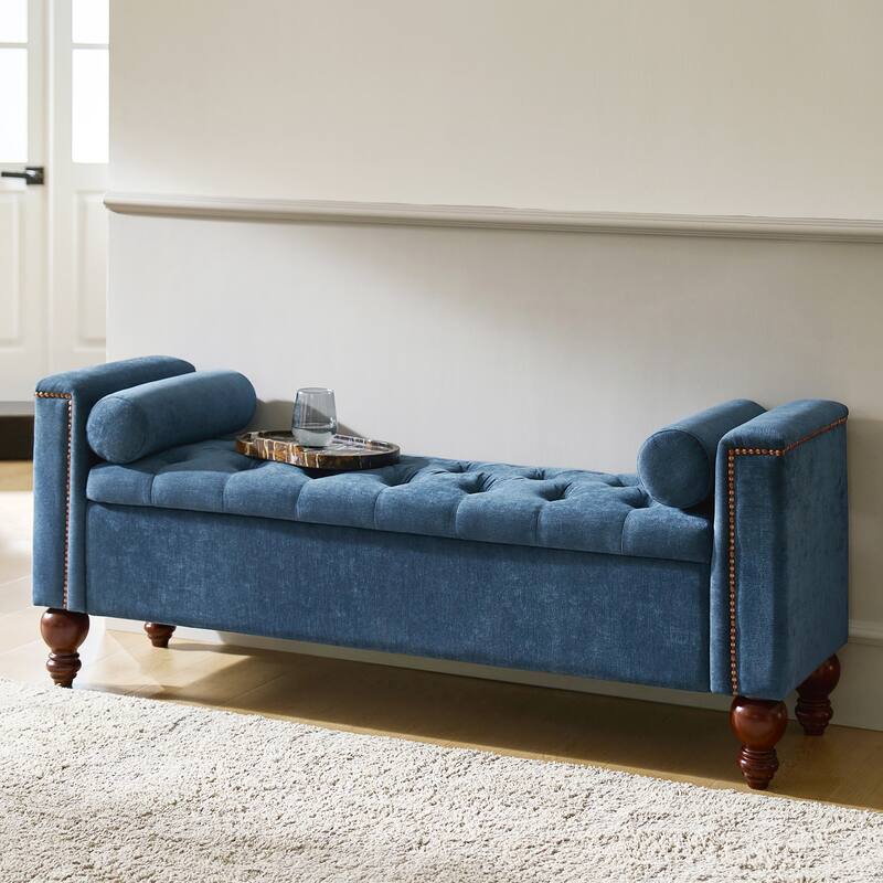Poncio Storage solid wood legs Bench by HULALA HOME