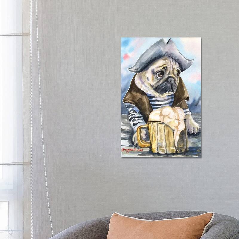 iCanvas "Pug The Sailor" by George Dyachenko Canvas Print - 26x18x1.5