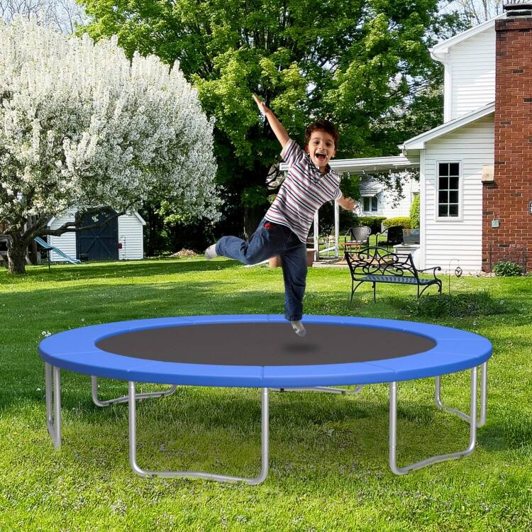 Blue PVC Foam Trampoline Safety Pad with Elastic Straps and Hook Closure