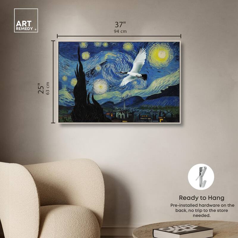 Crane Starry Night Canvas by Art Remedy