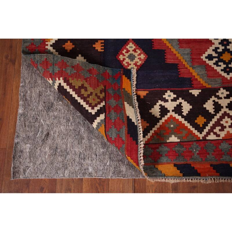 Reversible Kilim Qashqai Persian Vintage Rug Flatweave Wool Carpet - 4'11" X 8'3"