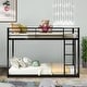 preview thumbnail 1 of 26, Modern Minimalist Metal Low Bunk Bed Black - Twin over Twin