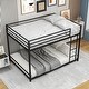 preview thumbnail 3 of 6, Teens Full Over Full Size Bunk Bed with Guard Rail & Ladder, Heavy Metal Duty Bunk Bed Frame for Bedroom Dormitory