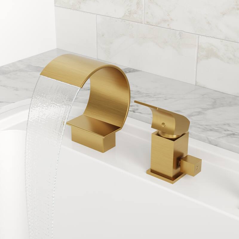 Roman Tub Faucet 3 Holes Deck Mount Bathtub Faucet with Handheld Shower Sprayer