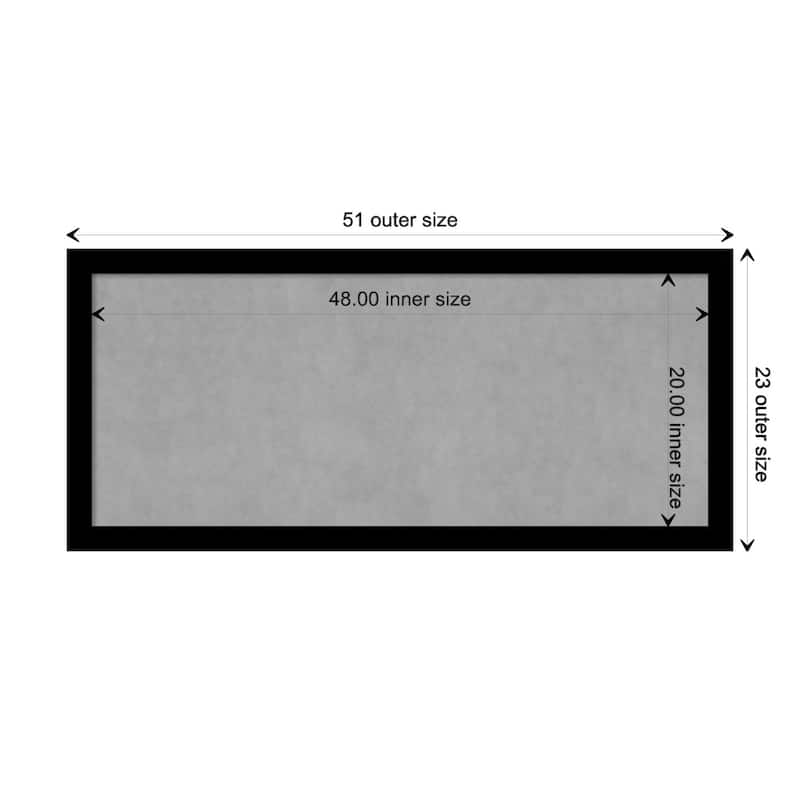 Amanti Art Basic Black Narrow Framed Magnetic Board - Board Size 48x20
