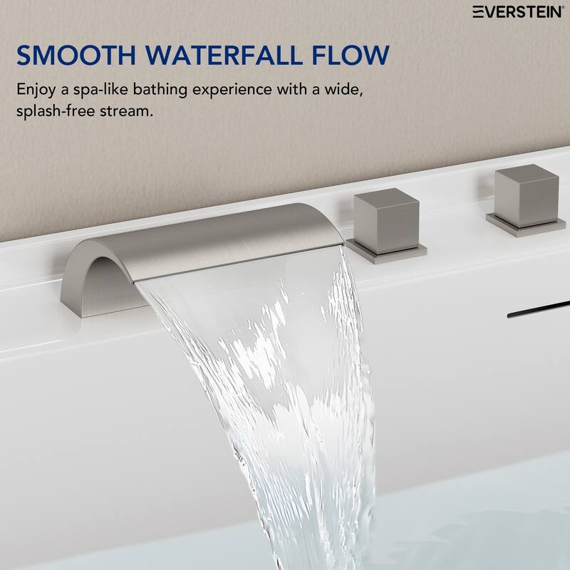 5-Hole 3-Handle Deck-Mount Waterfall Tub Faucet with Hand Shower,Waterfall Spout Bathtub Faucet