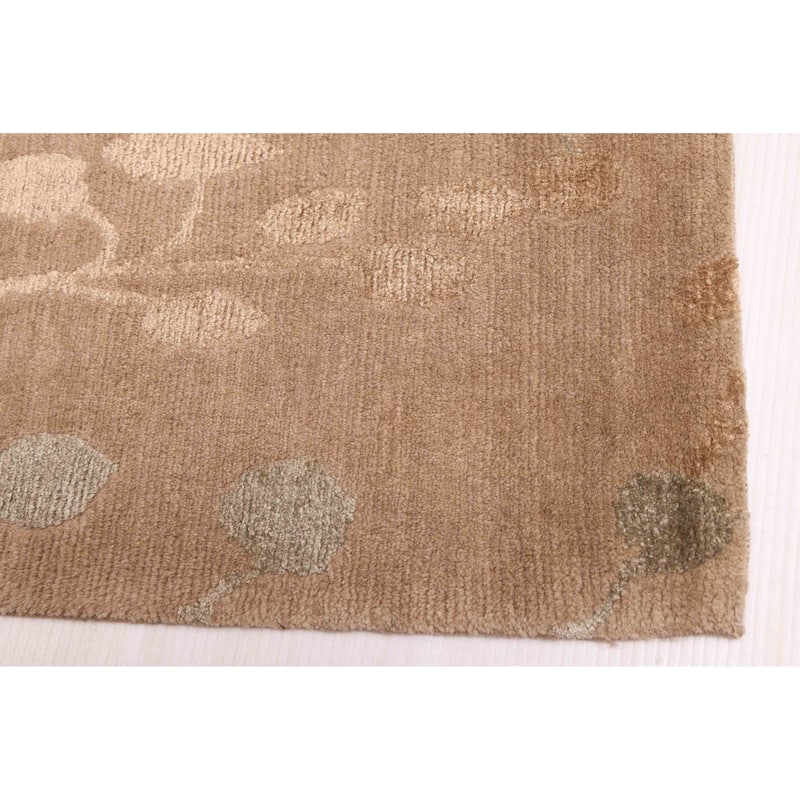 ECARPETGALLERY Hand-knotted Opulence Taupe Silk, Wool Rug - 7'11 x 9'11