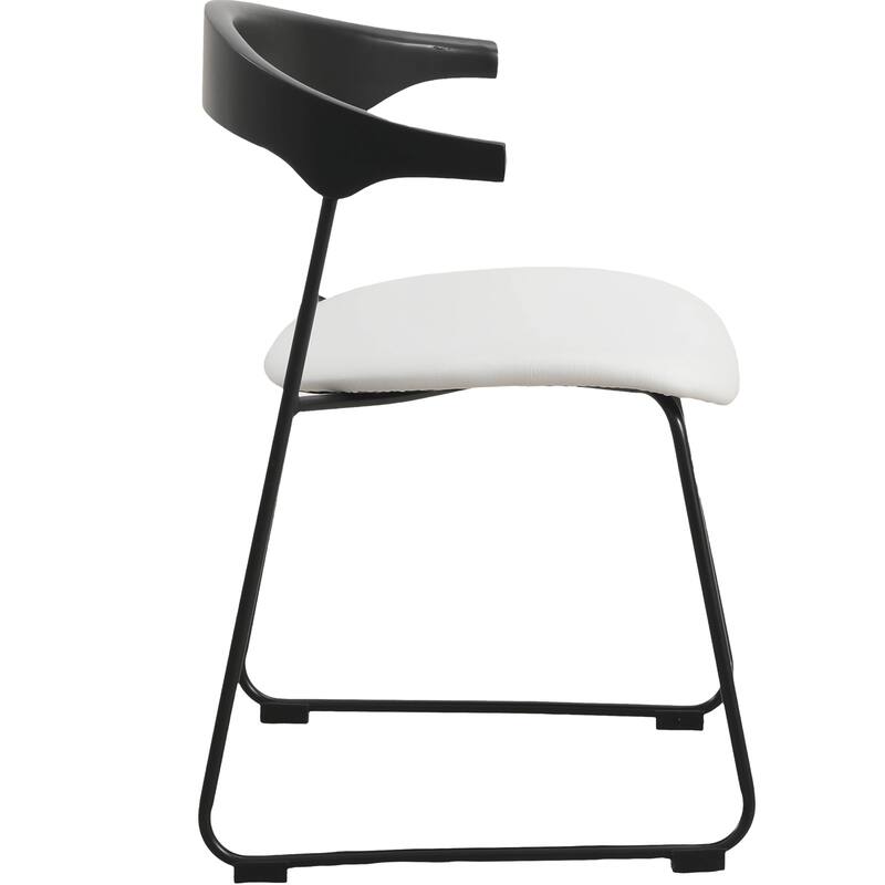 Lyra Modern Dining Chair in Upholstered Faux Leather with Beech Wood Back & Metal Legs by LeisureMod