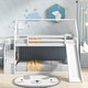 preview thumbnail 11 of 25, Wooden Modern Twin over Twin House Bunk Bed with Slide and Storage Staircase, Featuring a pitched roof and wall section.