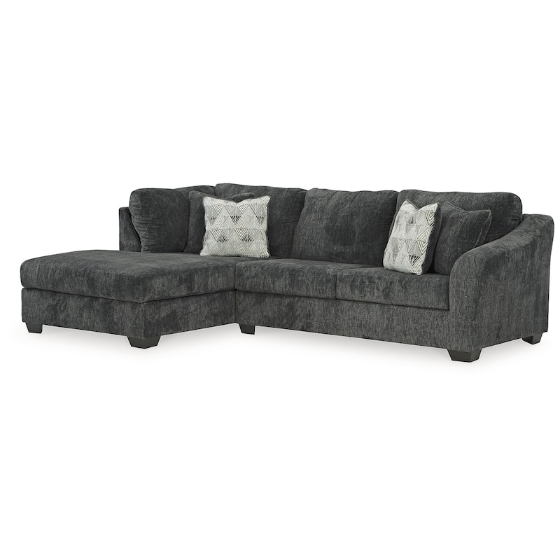 Signature Design by Ashley Biddeford Ebony 2-Piece Sleeper Sectional with Chaise - 120"W x 75"D x 40"H