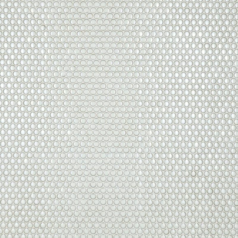 Merola Tile Hudson Penny Round Snowcap White 11-7/8" x 12-5/8" Porcelain Floor and Wall Tile