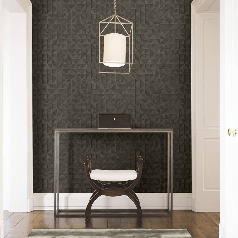 A-Street Prints Gallerie Dark Brown Geometric Wood Wallpaper