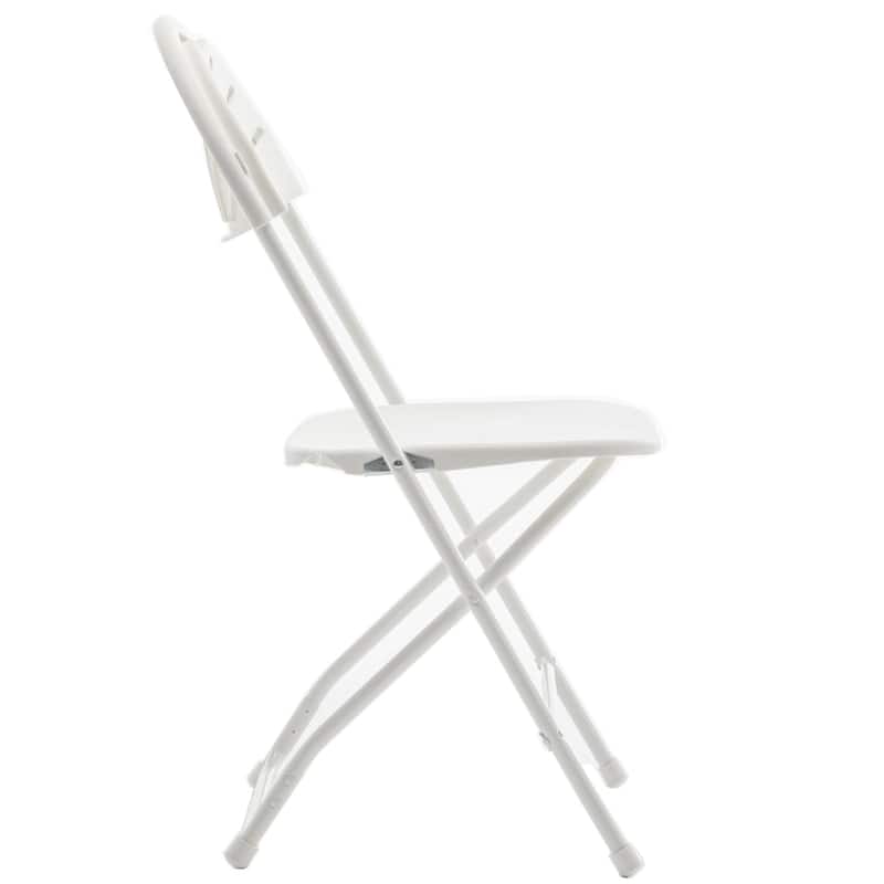BTEXPERT White Plastic Folding Chair Steel Frame Commercial High Capacity Event Chair Lightweight Wedding Party Set of 8