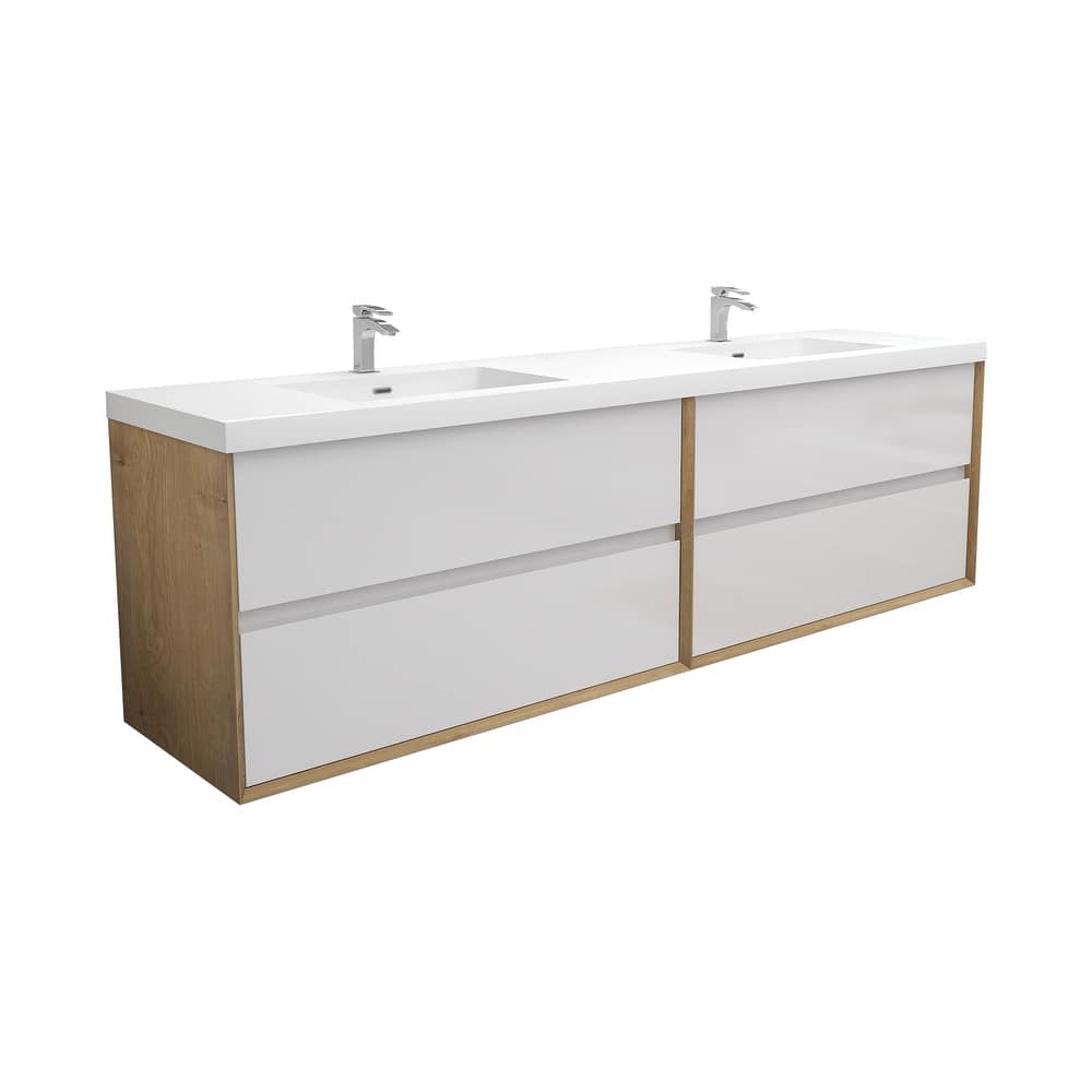 Selina 84" Wall Mounted Vanity with Double Sink - 84