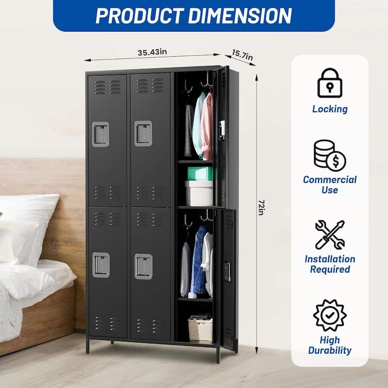 6 Doors Steel Storage Locker Cabinet for Home, Office - N/A