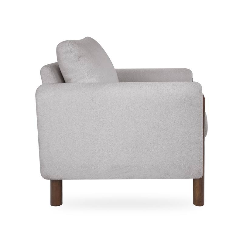 Christopher Knight Home Rowan Accent Chair Curved Handrails Single Sofa with Walnut Legs