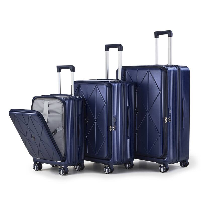 Luggage Sets 3 Piece(20/24/28), Expandable Carry On Luggage with TSA Lock, Hard Shell Suitcase w/ Front Pocket & Spinner Wheels