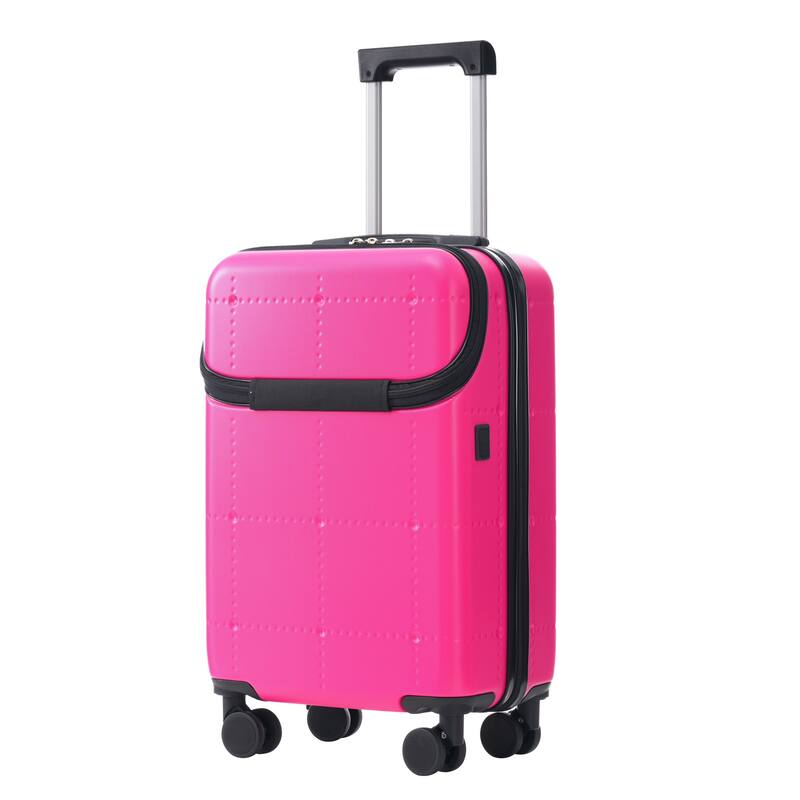 Hardside Luggage Set 5 Piece with Bags, 20IN Half-opening Carry on Luggage with USB Port, 24IN 28IN Luggage with Double Wheels