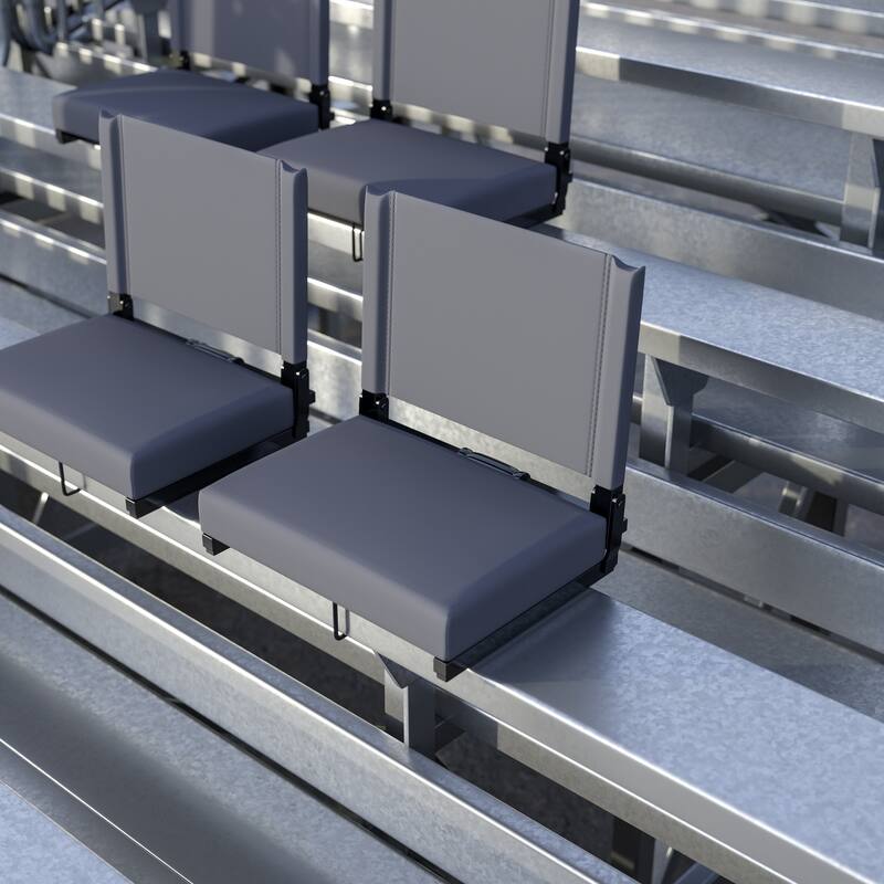 2 Pack 500 lb. Rated Lightweight Stadium Chair-Handle-Padded Seat - Gray