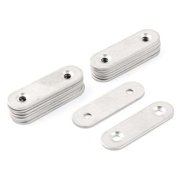 Stainless Steel Silver Color eBoot 10 Pieces 37 by 16 mm Flat Straight Brace Metal Joining Plate and 20 Pieces Screws 