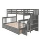 preview thumbnail 15 of 16, Gray Twin-Over-Full Solid Pine Bunk Bed with Storage and Ladder