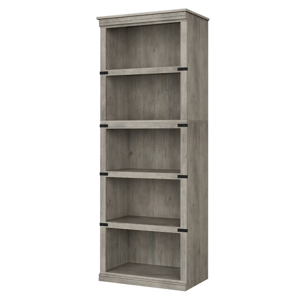 Retro Standing Bookcase with 5 Tier Storage Open Shelves - N/A