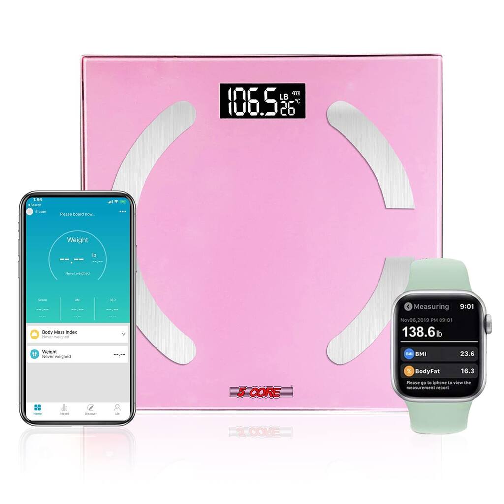 Smart Digital Weighing Scale Bluetooth Body Analyzer Machine Pink - Medium