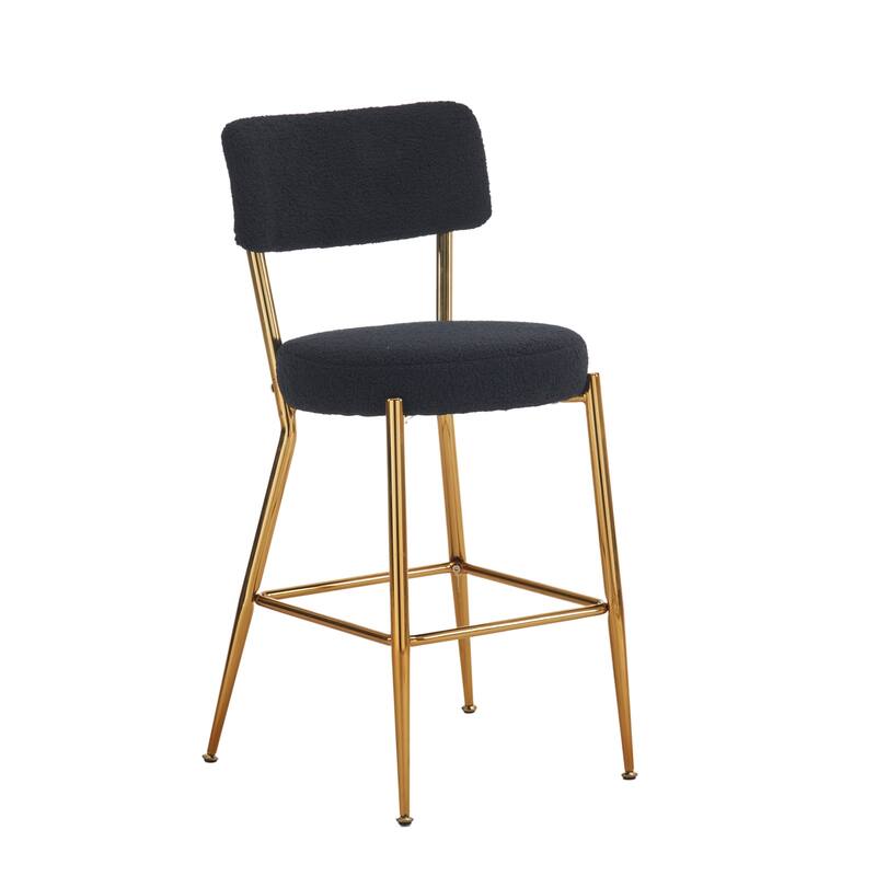 Set of 2/Set of 4 Modern Teddy Fabric Upholstered Bar Stools with Metal Base