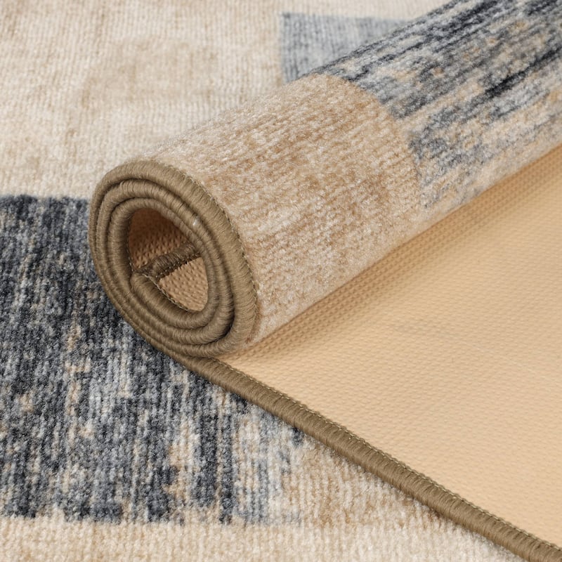 Superior Lockwood Color Block Non-Slip Washable Indoor Runner or Area Rug