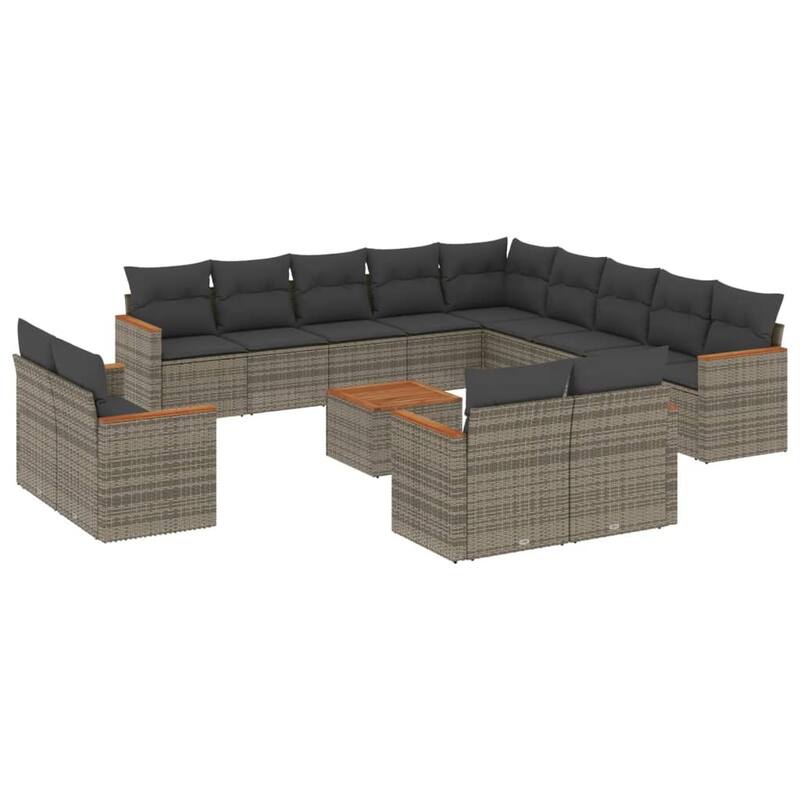 vidaXL Patio Sofa Set with Cushions Outdoor Conversation Furniture Poly Rattan - 24.4 x 24.4 x 27.2 in
