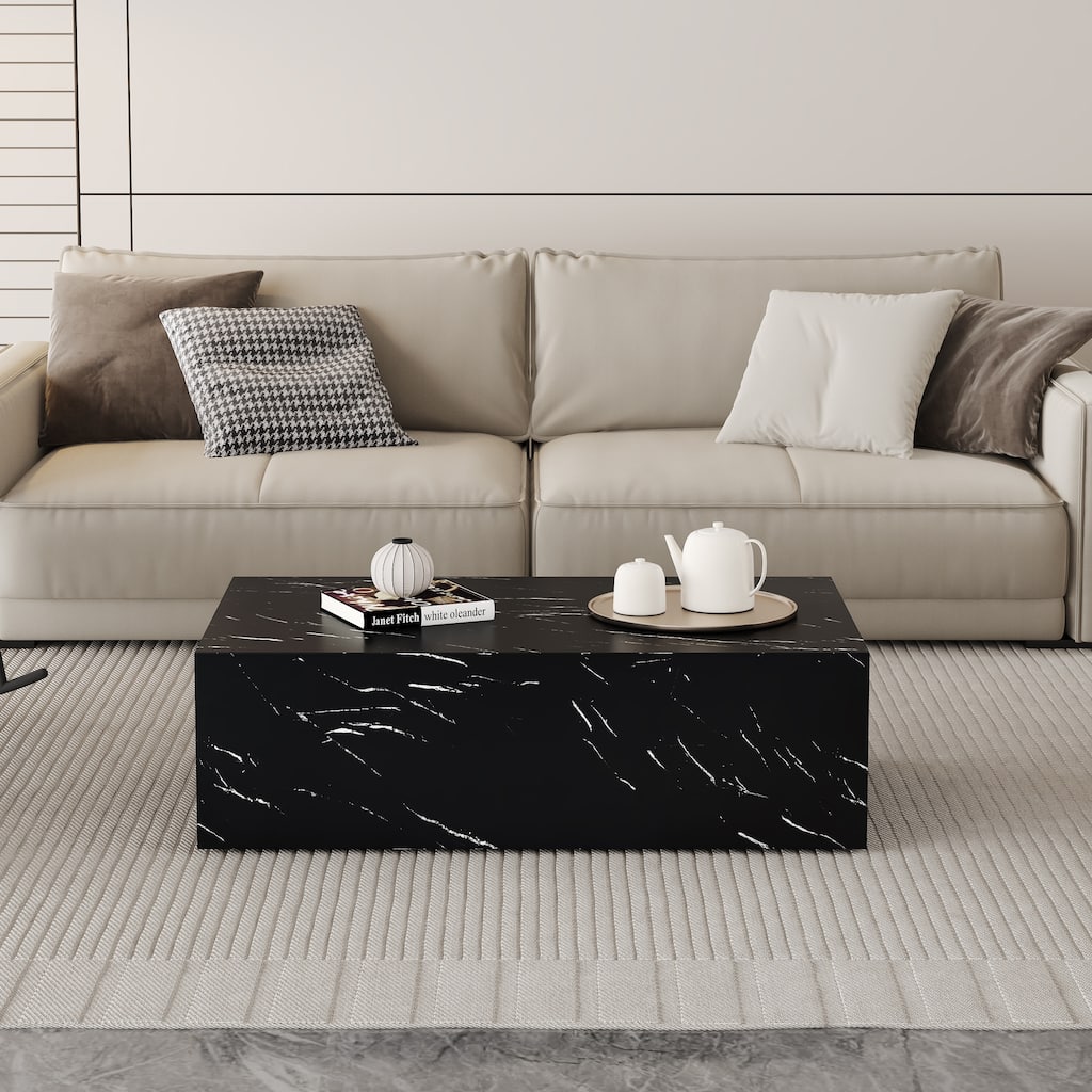 39.3*23.6*11.8"Marble Texture MDF Coffee Table, Luxurious Design Living Room Accent Table, Fashion Texture Design Coffee Table