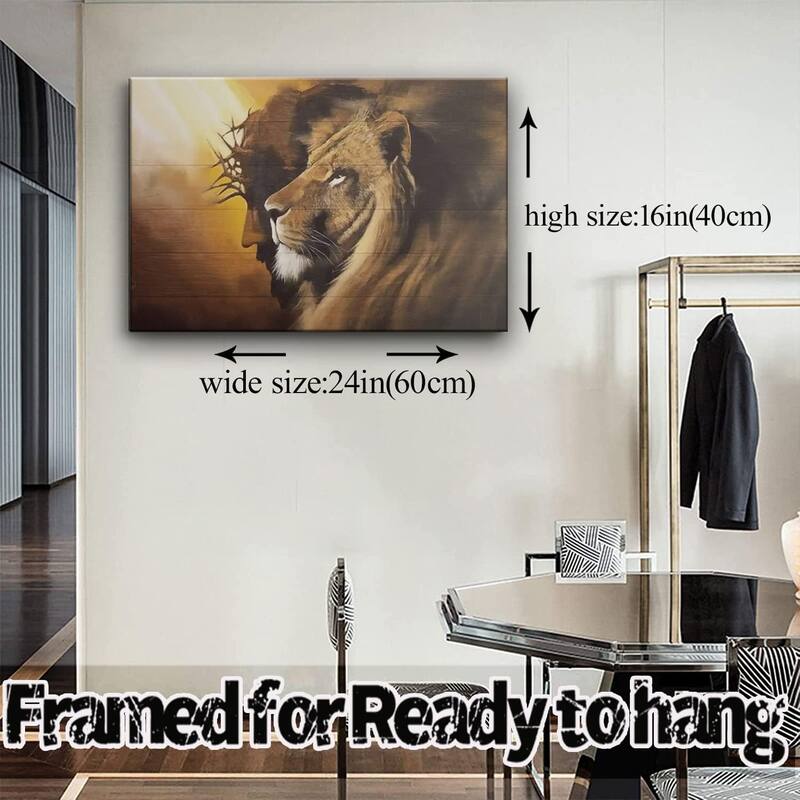 Jesus and Lion Canvas Wall Art Decor Picture