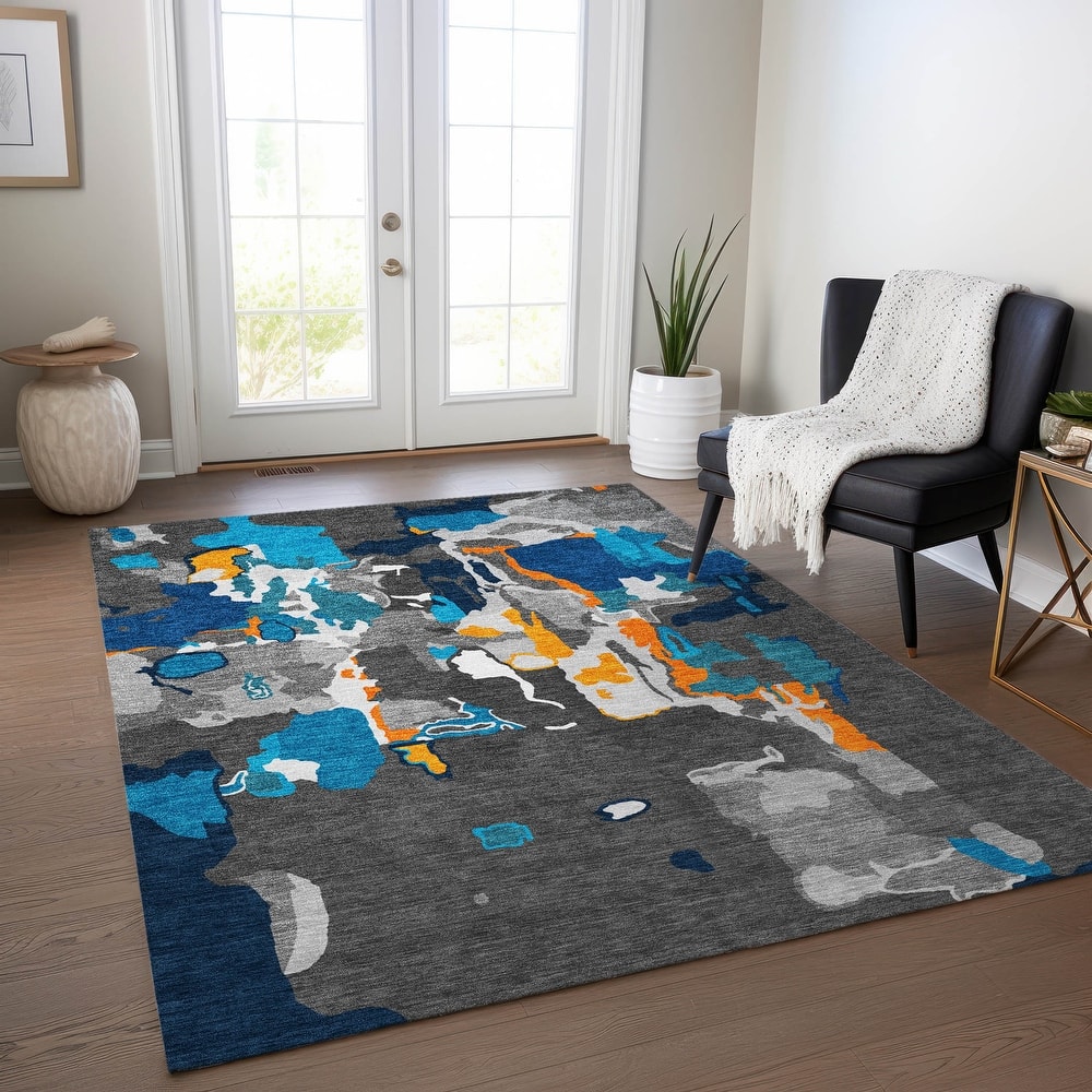 Machine Washable Indoor/ Outdoor Abstract Glam Chantille Rug