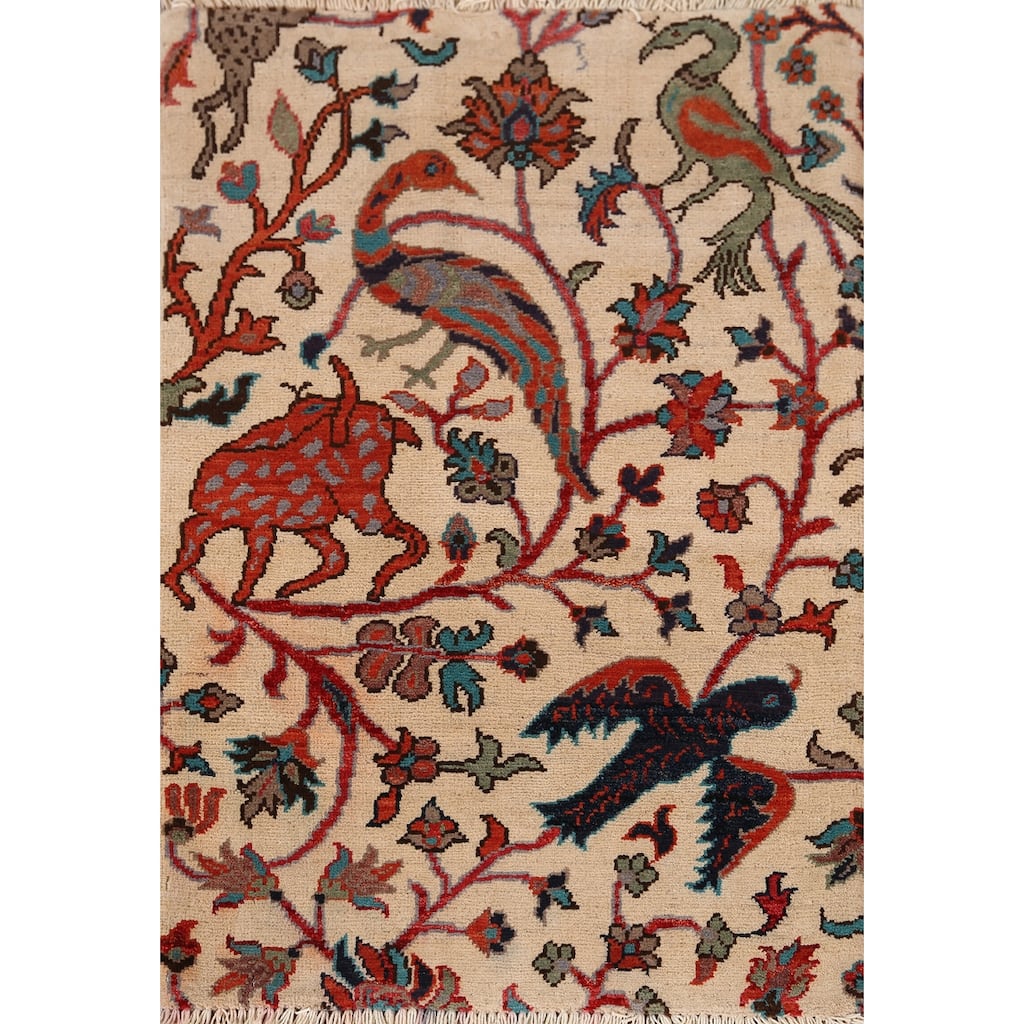 Animals Design Ziegler Foyer Rug Hand-Knotted Oriental Wool Carpet - 2'1" x 3'1"
