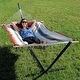 preview thumbnail 40 of 71, Sunnydaze Rope Hammock with 12-Foot Stand, Hammock Pad & Pillow
